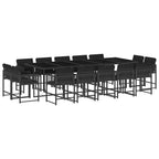 15-tlg. Garten-Essgruppe mit Kissen Schwarz Poly Rattan