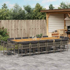 17-tlg. Garten-Essgruppe mit Kissen Grau Poly Rattan