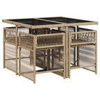 5-tlg. Garten-Essgruppe mit Kissen Beige Poly Rattan