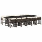 13-tlg. Garten-Essgruppe mit Kissen Braun Poly Rattan