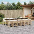 13-tlg. Garten-Essgruppe mit Kissen Beige Poly Rattan