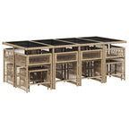 13-tlg. Garten-Essgruppe mit Kissen Beige Poly Rattan