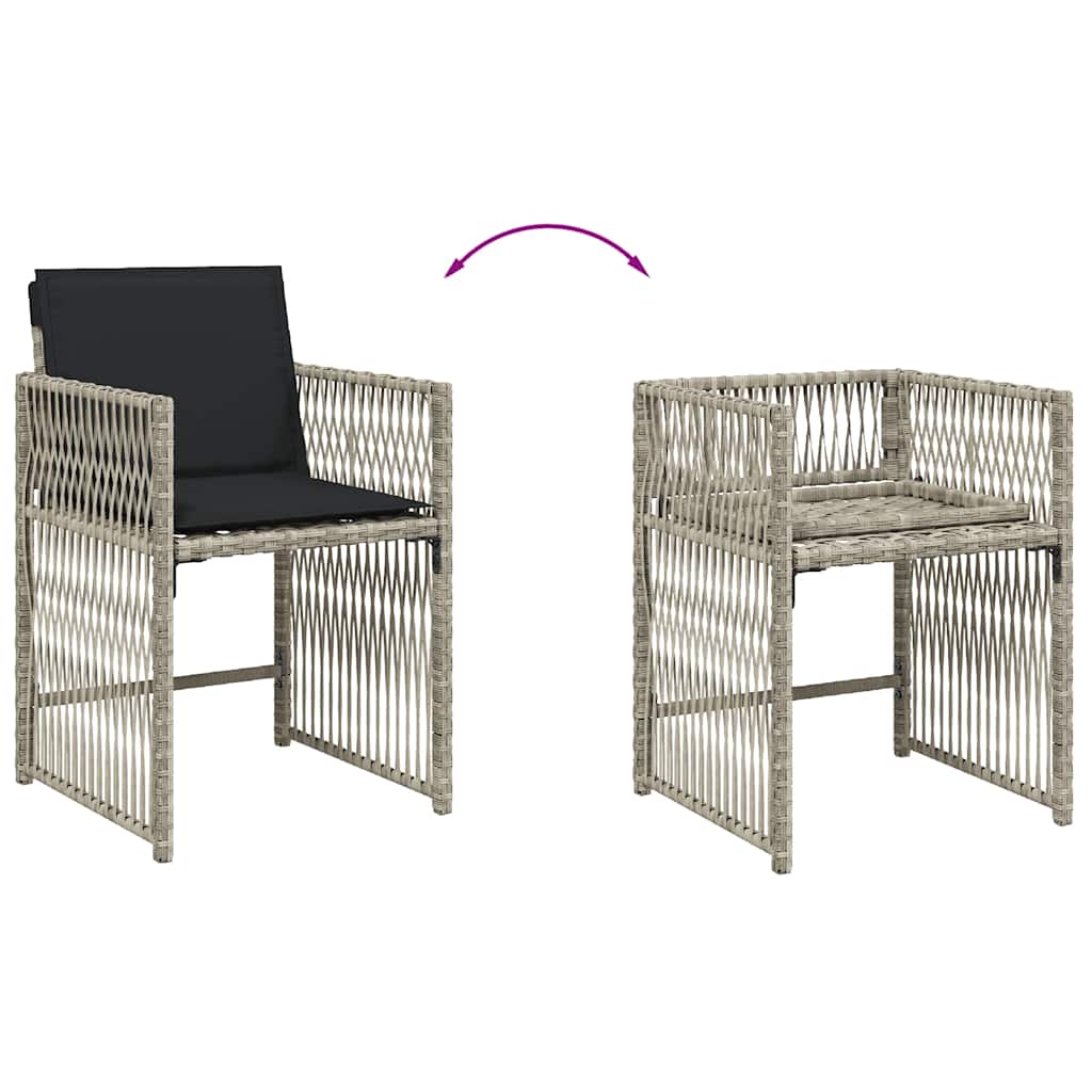 15-tlg. Garten-Essgruppe mit Kissen Hellgrau Poly Rattan