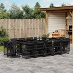 15-tlg. Garten-Essgruppe mit Kissen Schwarz Poly Rattan