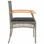 Gartenstühle mit Kissen 2 Stk. Grau Poly Rattan Akazienholz