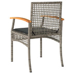 Gartenstühle mit Kissen 2 Stk. Grau Poly Rattan Akazienholz