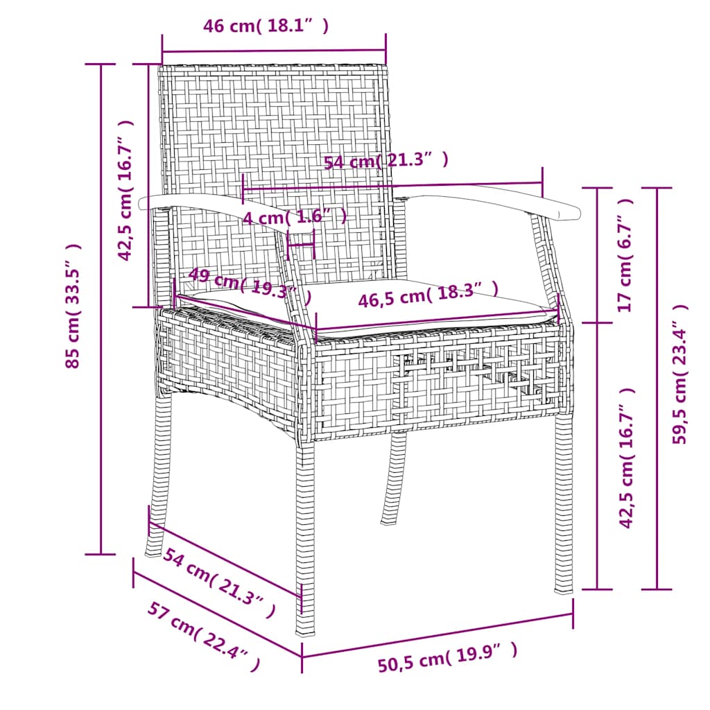 Gartenstühle mit Kissen 4 Stk. Beige Poly Rattan Akazienholz