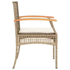 3-tlg. Bistro-Set mit Kissen Beige Poly Rattan Akazienholz