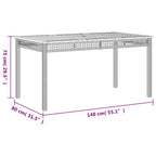 Gartentisch Grau 140x80x75 cm Poly Rattan Akazienholz