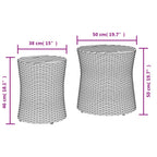 Garten-Beistelltische 2 Stk. mit Holzplatte Grau Poly Rattan