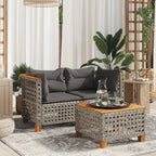 Garten-Ecksofas mit Kissen 2 Stk. Grau Poly Rattan