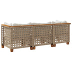 Gartensofa mit Kissen 3-Sitzer Beige Poly Rattan