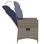 3-teiliges Bistro-Set mit Kissen Grau Poly Rattan