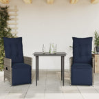 Gartenstühle Verstellbar 2 Stk. mit Kissen Grau Poly Rattan