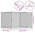 Hundezwinger mit Tür Grau 2x2x1,5 m Verzinkter Stahl