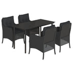 5-tlg. Garten-Essgruppe mit Kissen Schwarz Poly Rattan