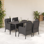 5-tlg. Garten-Essgruppe mit Kissen Schwarz Poly Rattan
