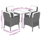 5-tlg. Garten-Essgruppe mit Kissen Beige Poly Rattan