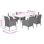 7-tlg. Garten-Essgruppe mit Kissen Beige Poly Rattan
