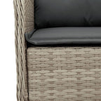 3-tlg. Garten-Essgruppe mit Kissen Hellgrau Poly Rattan
