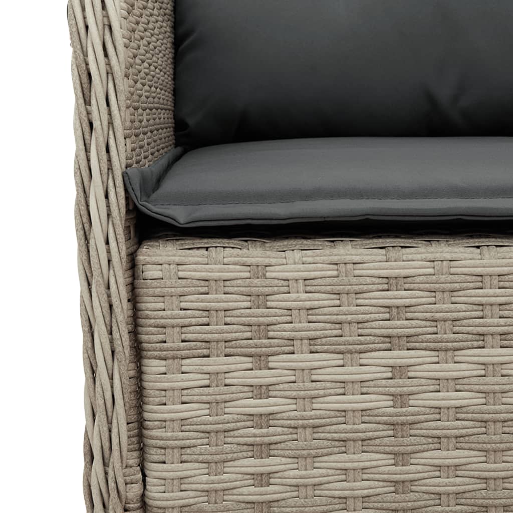 3-tlg. Garten-Essgruppe mit Kissen Hellgrau Poly Rattan
