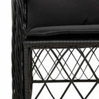 7-tlg. Garten-Essgruppe mit Kissen Schwarz Poly Rattan