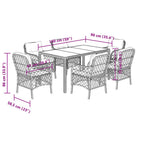 7-tlg. Garten-Essgruppe mit Kissen Schwarz Poly Rattan