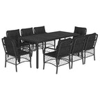 9-tlg. Garten-Essgruppe mit Kissen Schwarz Poly Rattan