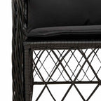 9-tlg. Garten-Essgruppe mit Kissen Schwarz Poly Rattan