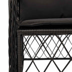 7-tlg. Garten-Essgruppe mit Kissen Schwarz Poly Rattan