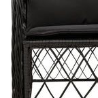 7-tlg. Garten-Essgruppe mit Kissen Schwarz Poly Rattan