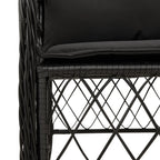 7-tlg. Garten-Essgruppe mit Kissen Schwarz Poly Rattan