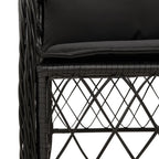 9-tlg. Garten-Essgruppe mit Kissen Schwarz Poly Rattan
