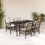 5-tlg. Garten-Essgruppe mit Kissen Braun Poly Rattan