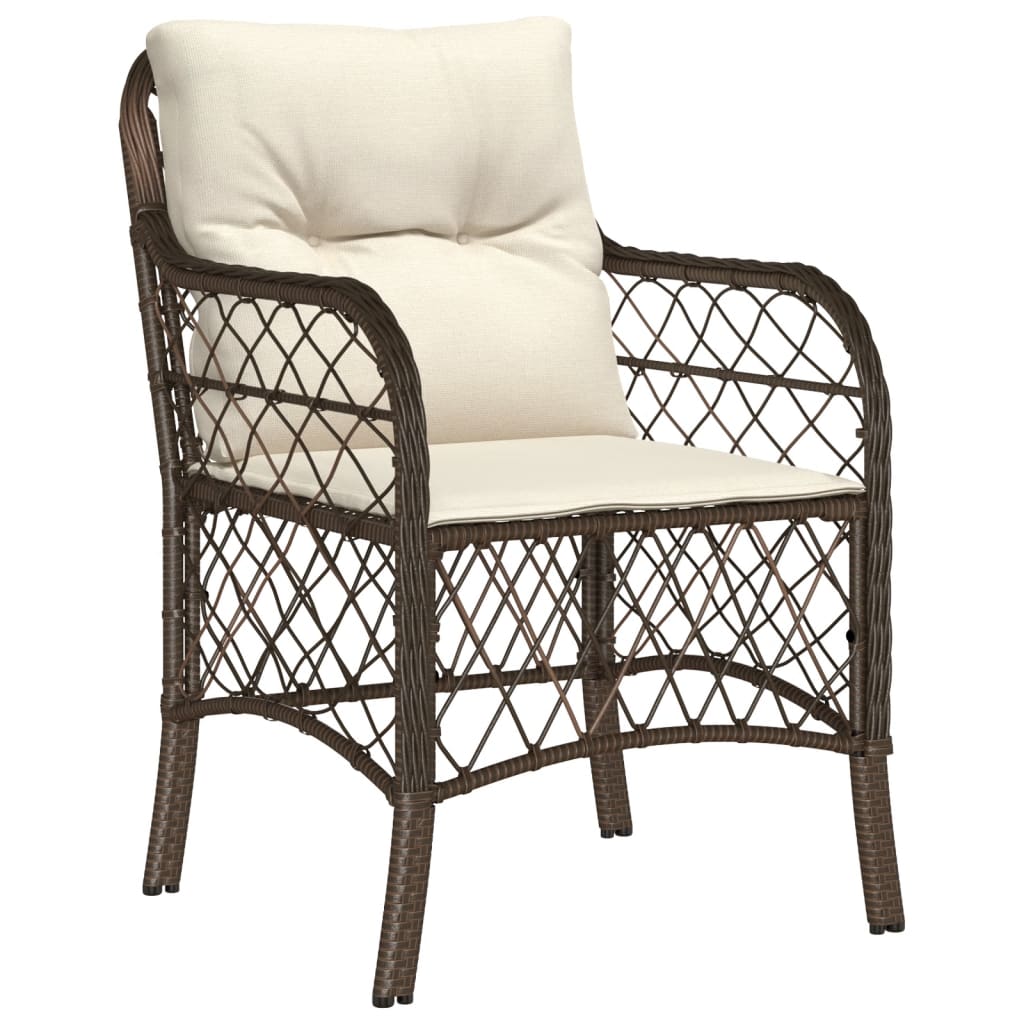 7-tlg. Garten-Essgruppe mit Kissen Braun Poly Rattan
