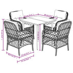 5-tlg. Garten-Essgruppe mit Kissen Beige Poly Rattan