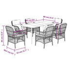 7-tlg. Garten-Essgruppe mit Kissen Beige Poly Rattan