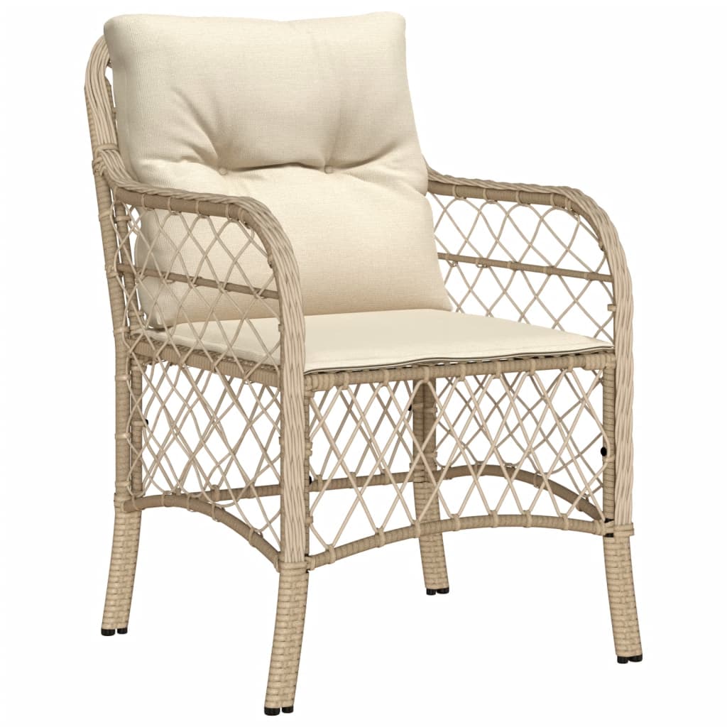 9-tlg. Garten-Essgruppe mit Kissen Beige Poly Rattan