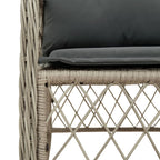5-tlg. Garten-Essgruppe mit Kissen Hellgrau Poly Rattan