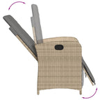 9-tlg. Garten-Essgruppe mit Kissen Beigemischung Poly Rattan