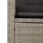 7-tlg. Garten-Essgruppe mit Kissen Hellgrau Poly Rattan