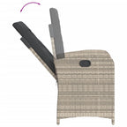7-tlg. Garten-Essgruppe mit Kissen Hellgrau Poly Rattan