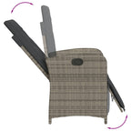 9-tlg. Garten-Essgruppe mit Kissen Grau Poly Rattan