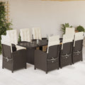 9-tlg. Garten-Essgruppe mit Kissen Braun Poly Rattan