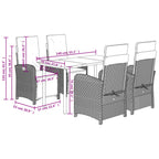 5-tlg. Garten-Essgruppe mit Kissen Hellgrau Poly Rattan