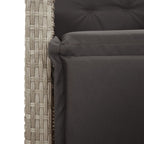 7-tlg. Garten-Essgruppe mit Kissen Hellgrau Poly Rattan