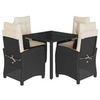 5-tlg. Garten-Essgruppe mit Kissen Schwarz Poly Rattan