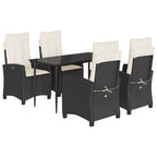 5-tlg. Garten-Essgruppe mit Kissen Schwarz Poly Rattan