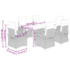 7-tlg. Garten-Essgruppe mit Kissen Braun Poly Rattan