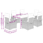 7-tlg. Garten-Essgruppe mit Kissen Beige Poly Rattan